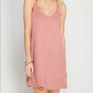 Faux Suede Pink Dress